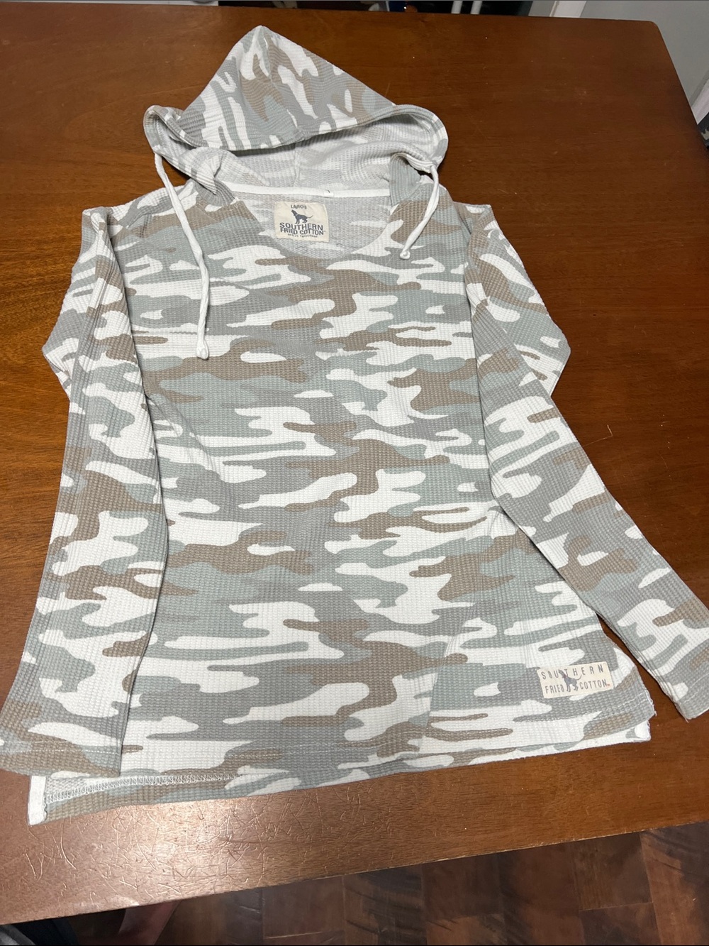 Hooded Long Sleeve Tee - Gray Camouflage